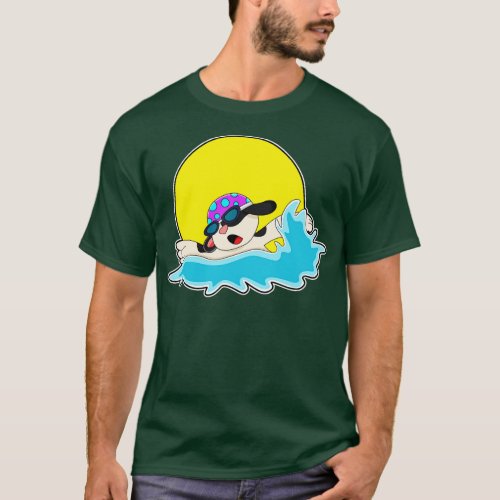 Dog at Swimming with Swim goggles T_Shirt