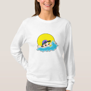 Dog at Swimming with Swim goggles T-Shirt