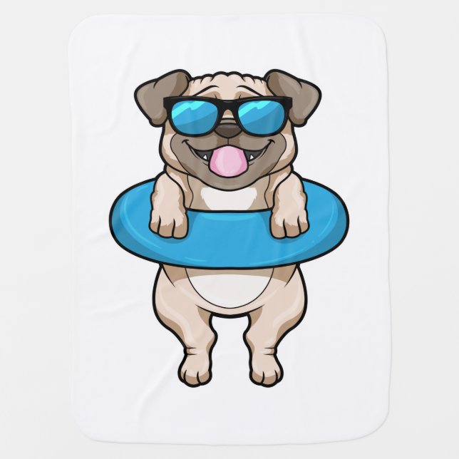 Dog at Swimming with Swim ring Baby Blanket (Front)