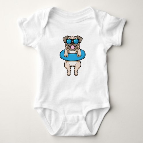 Dog at Swimming with Swim ring Baby Bodysuit