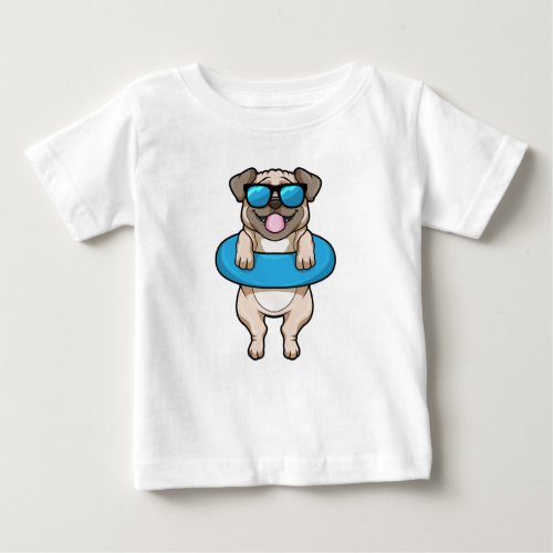 Dog at Swimming with Swim ring Baby T_Shirt