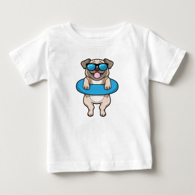 Dog at Swimming with Swim ring Baby T-Shirt (Front)