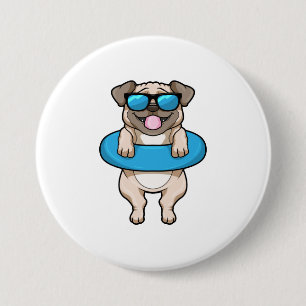 Dog at Swimming with Swim ring Button