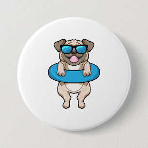 Dog at Swimming with Swim ring Button