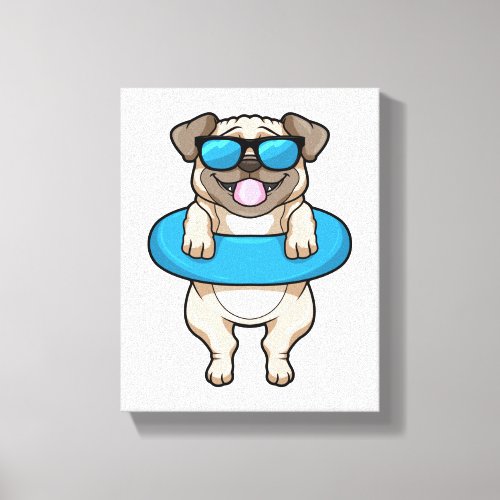 Dog at Swimming with Swim ring Canvas Print