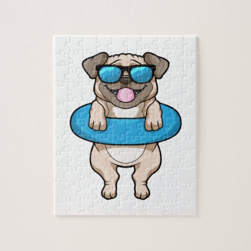 Dog at Swimming with Swim ring Jigsaw Puzzle