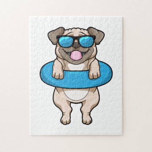 Dog at Swimming with Swim ring Jigsaw Puzzle