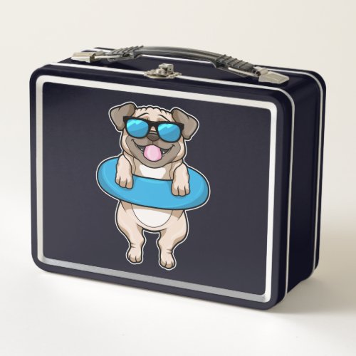 Dog at Swimming with Swim ring Metal Lunch Box