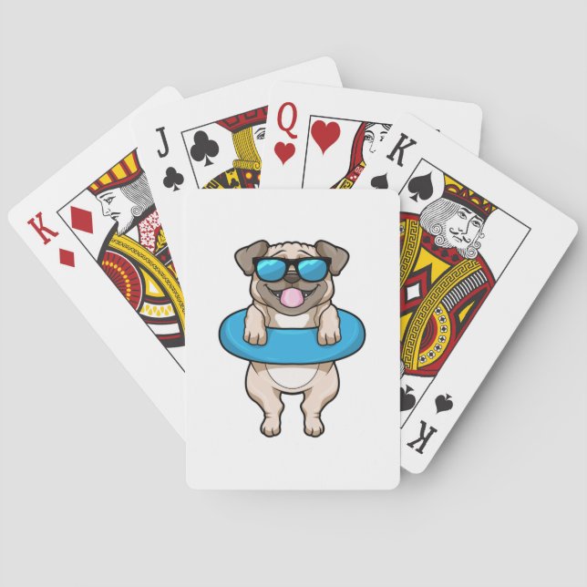 Dog at Swimming with Swim ring Poker Cards (Back)
