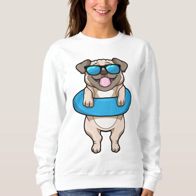 Dog at Swimming with Swim ring Sweatshirt (Front)