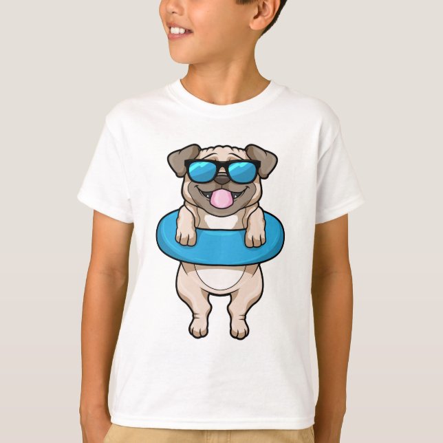 Dog at Swimming with Swim ring T-Shirt (Front)