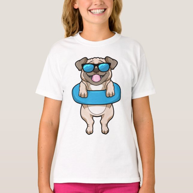 Dog at Swimming with Swim ring T-Shirt (Front)