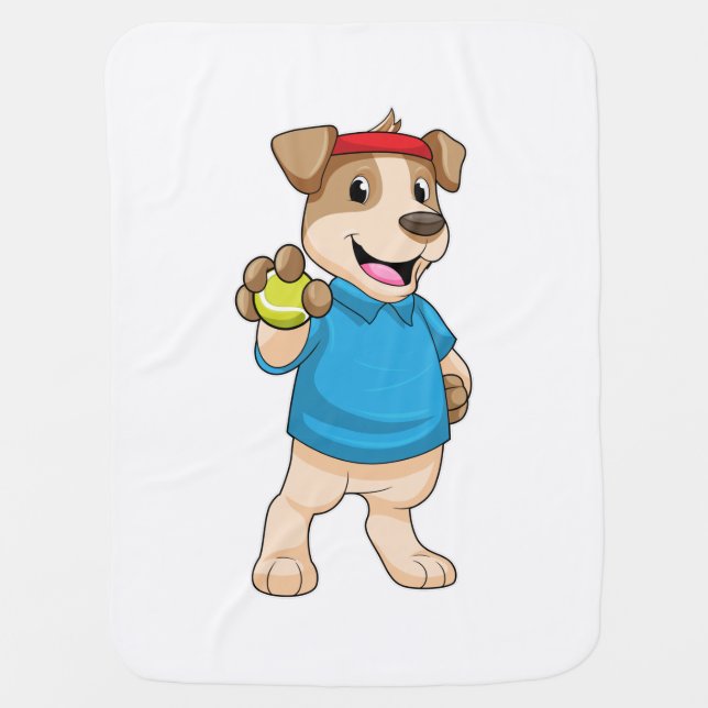 Dog at Tennis with Tennis ball Baby Blanket (Front)