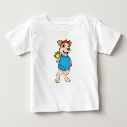 Dog at Tennis with Tennis ball Baby T_Shirt