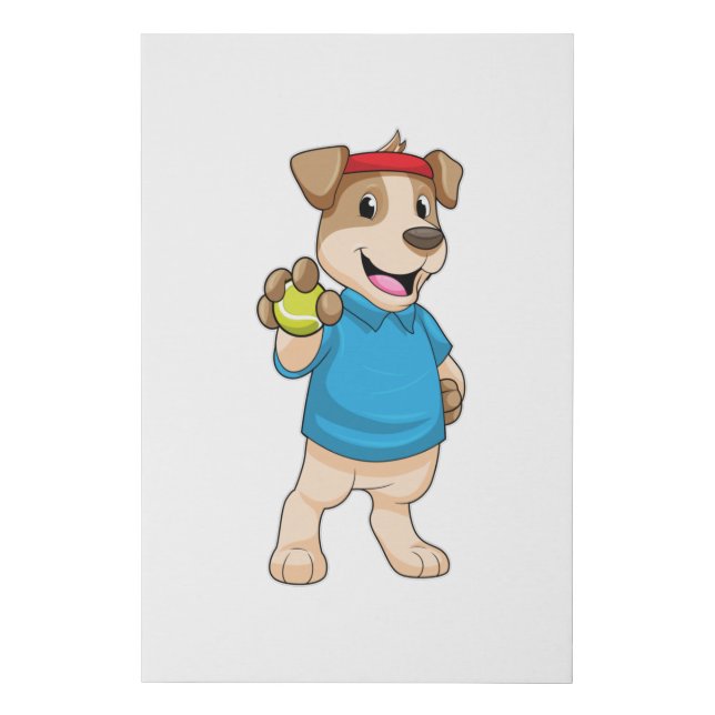 Dog at Tennis with Tennis ball Faux Canvas Print (Front)