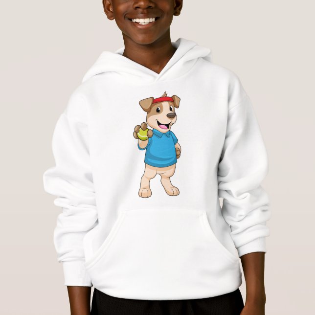 Dog at Tennis with Tennis ball Hoodie (Front)