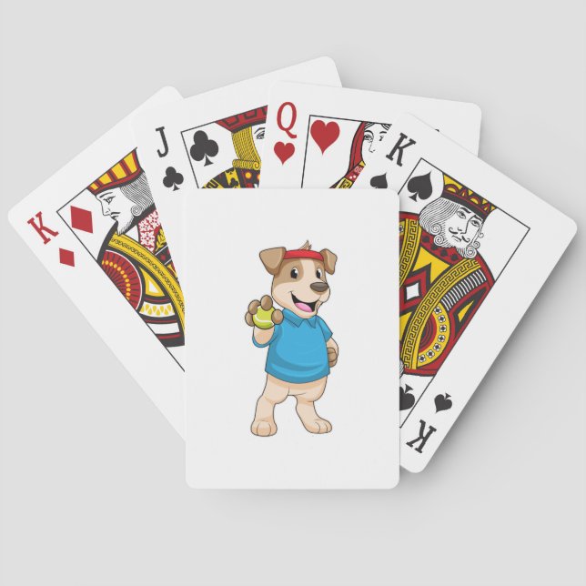 Dog at Tennis with Tennis ball Poker Cards (Back)