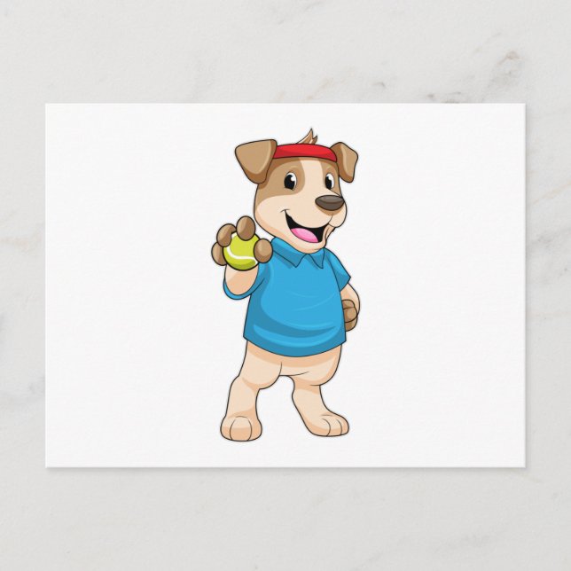 Dog at Tennis with Tennis ball Postcard (Front)