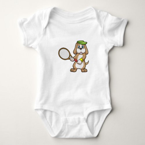 Dog at Tennis with Tennis racket  Cap Baby Bodysuit