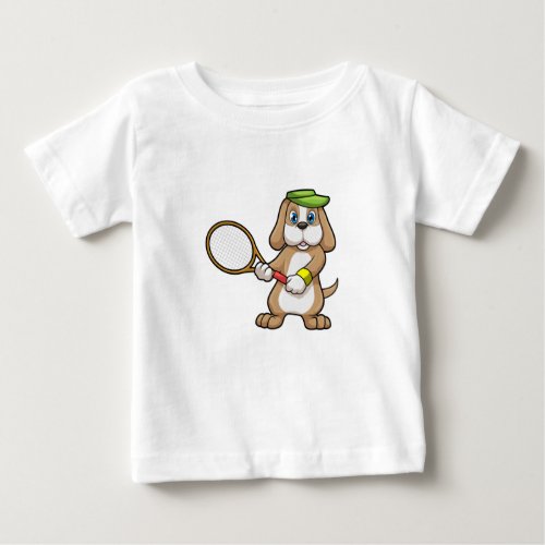 Dog at Tennis with Tennis racket  Cap Baby T_Shirt