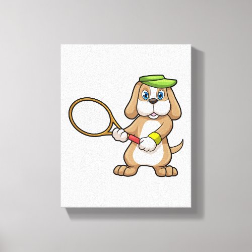 Dog at Tennis with Tennis racket  Cap Canvas Print