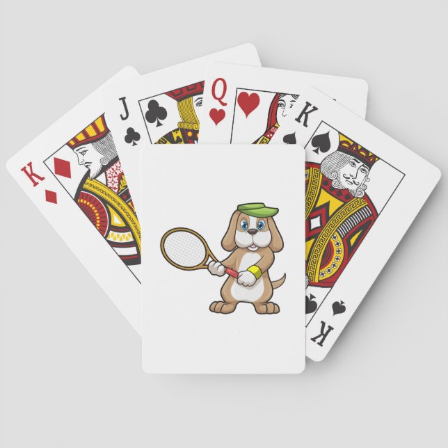 Dog at Tennis with Tennis racket & Cap Poker Cards (Back)