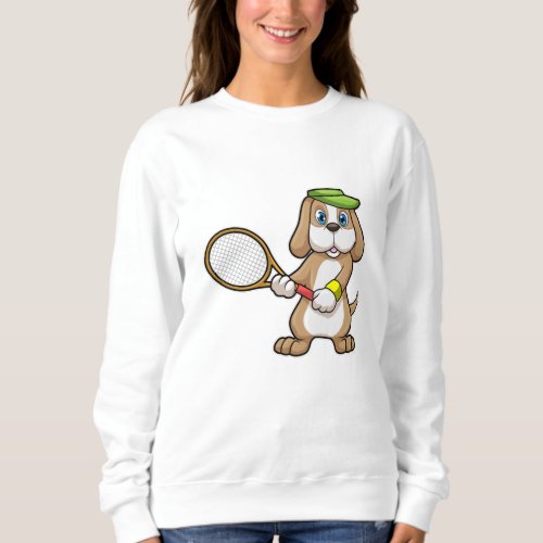 Dog at Tennis with Tennis racket  Cap Sweatshirt