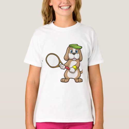 Dog at Tennis with Tennis racket  Cap T_Shirt