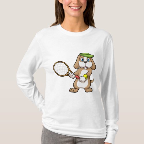 Dog at Tennis with Tennis racket  Cap T_Shirt