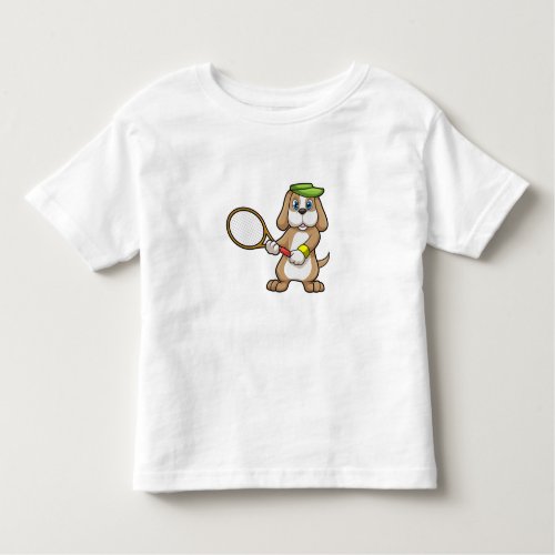 Dog at Tennis with Tennis racket  Cap Toddler T_shirt