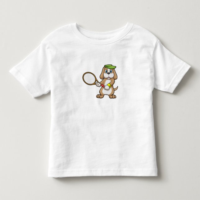 Dog at Tennis with Tennis racket & Cap Toddler T-shirt (Front)
