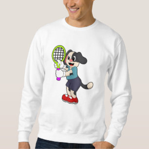 Dog at Tennis with Tennis racket Sweatshirt