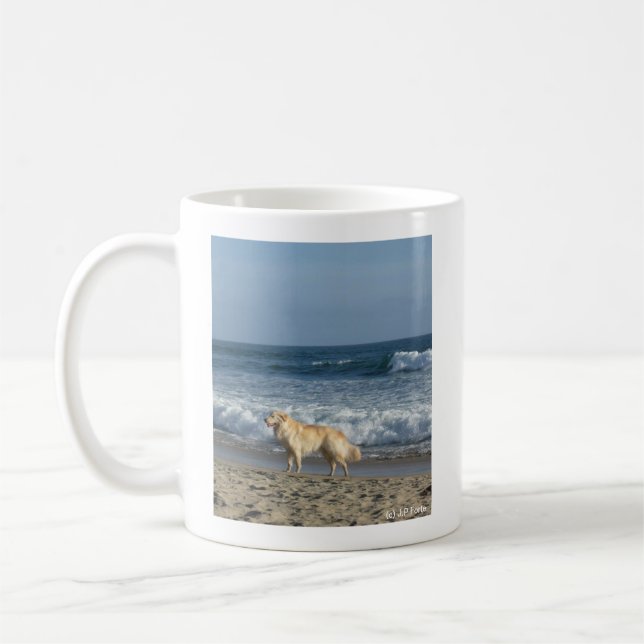 Dog At The Beach  Coffee Mug (Left)