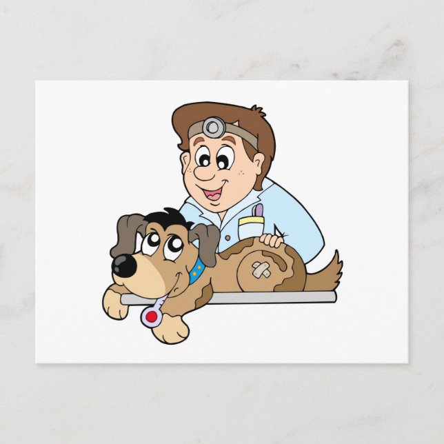 Dog at veterinarian postcard (Front)