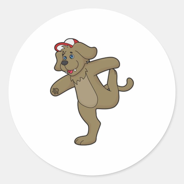 Dog at Yoga Fitness Classic Round Sticker (Front)