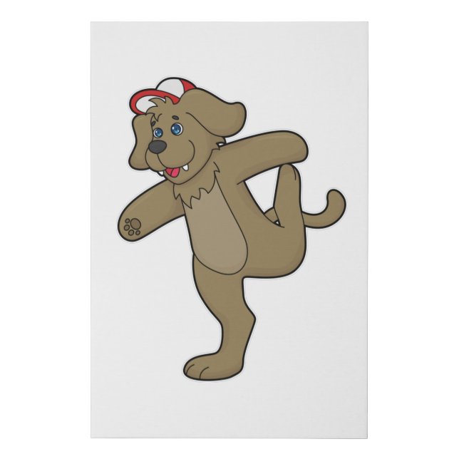 Dog at Yoga Fitness Faux Canvas Print (Front)