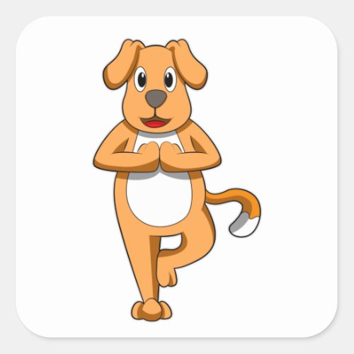 Dog at Yoga Stretching exercises Square Sticker