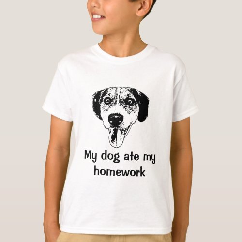 Dog ate my homework kids tee shirt
