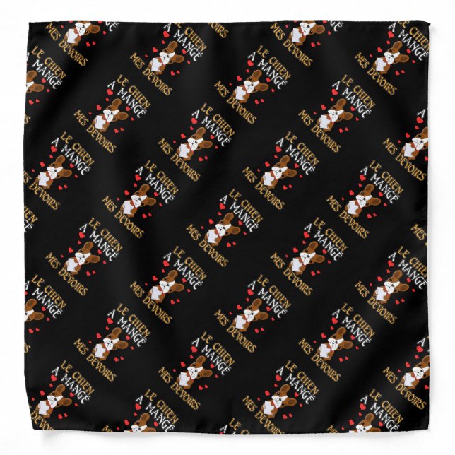Dog Ate My Homework - Learning French Quote Bandana (Front)