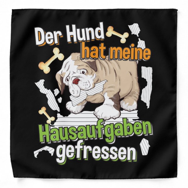 Dog Ate My Homework - Learning German Quote Bandana (Front)