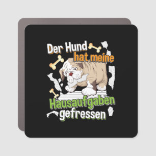 Dog Ate My Homework - Learning German Quote Car Magnet