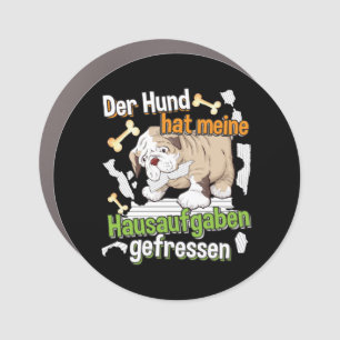 Dog Ate My Homework - Learning German Quote Car Magnet