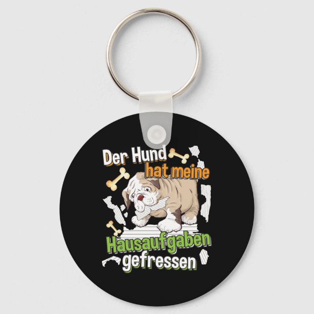 Dog Ate My Homework - Learning German Quote Keychain (Front)