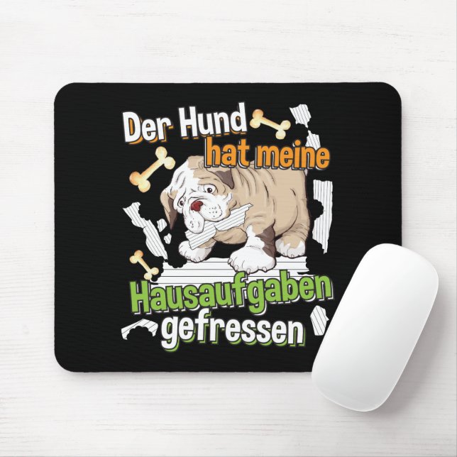 Dog Ate My Homework - Learning German Quote Mouse Pad (With Mouse)