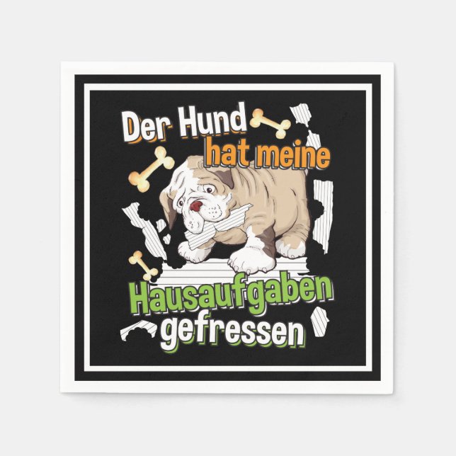 Dog Ate My Homework - Learning German Quote Napkins (Front)