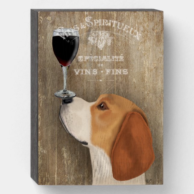 Dog Au Vin Beagle Wooden Box Sign (Front Vertical)