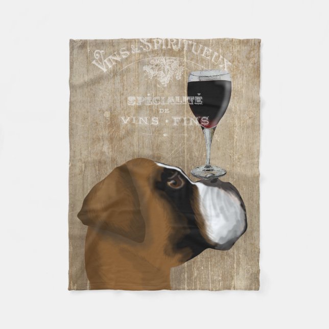 Dog Au Vin Boxer Fleece Blanket (Front)