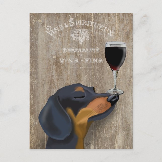 Dog Au Vin Dachshund Postcard (Front)