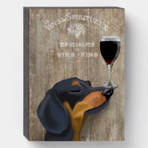 Dog Au Vin Dachshund Wooden Box Sign