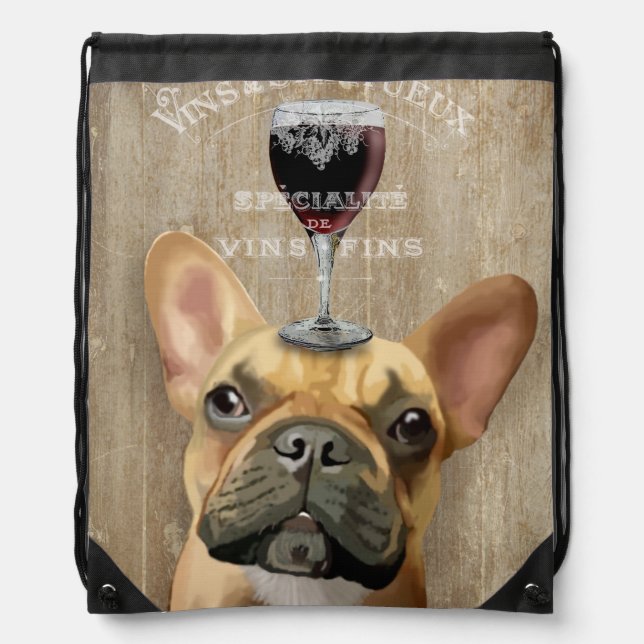 Dog Au Vin, French Bulldog Drawstring Bag (Front)